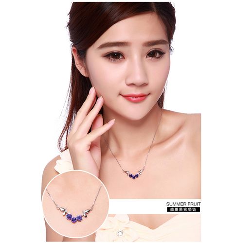 蛟蓓饰品 925银水晶项链锁骨短款女盛夏果实